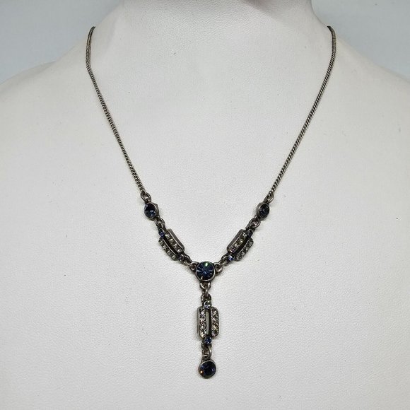 Peter Lang Rhinestone Art Deco Choker Silver Tone Necklace - Picture 11 of 12